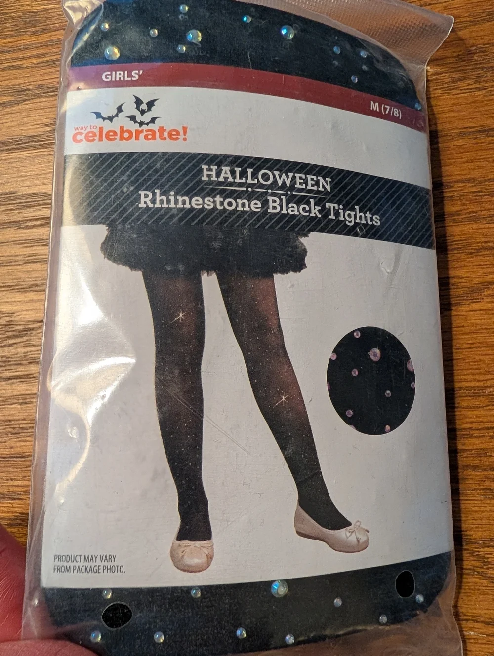 Girls' Halloween Rhinestone Black Tights - M (7/8) NWT